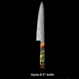 gyuto 8.5 inch knife multi coloured - damascus 67 layers